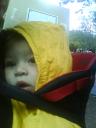 Braving the wet weather to get the present from the post office